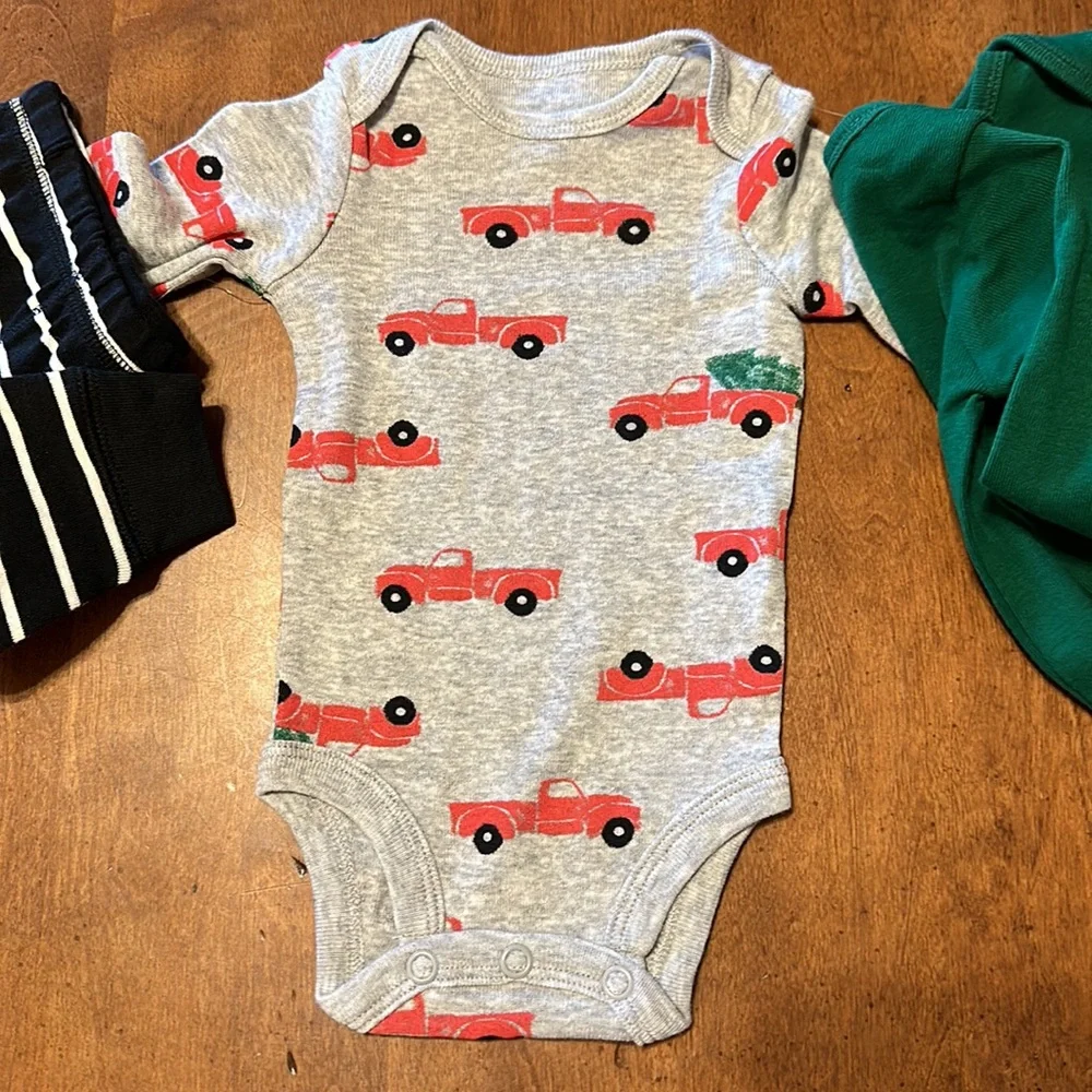3 piece Christmas tree red truck long sleeve set
